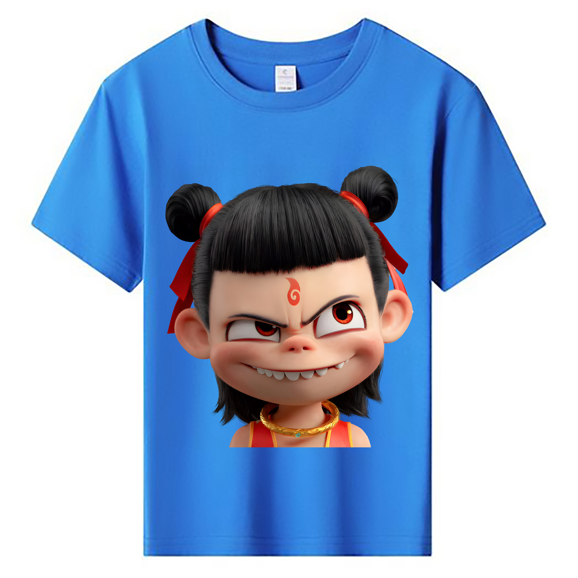 （画像用） Ne Zha 2 ナタ 魔童の大暴れ 綿100％キッズTシャツ（フロントプリント）